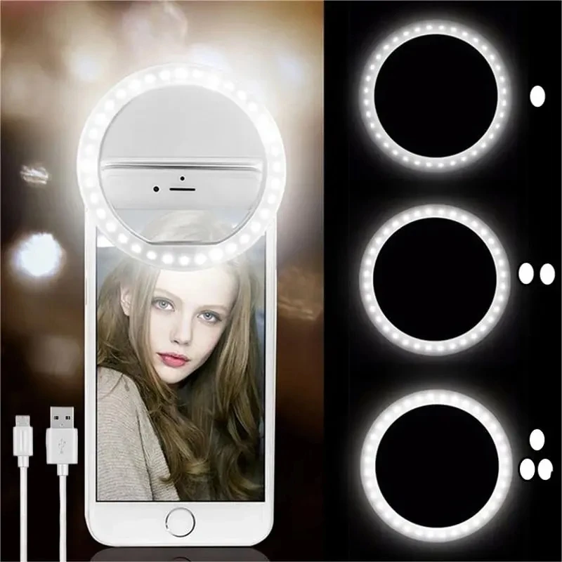 USB Charge Led Selfie Ring Light Mobile Phone Lens Selfie Lamp iPhone Samsung Xiaomi POCO Phone Portable Light selfie light