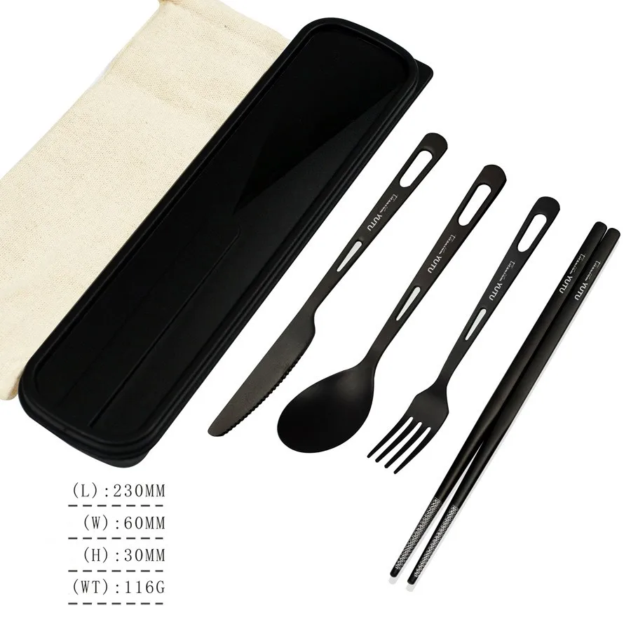 Pure Titanium Tableware Knife Fork Spoon Chopsticks Family Camping Cutlery Set Outdoor Portable Lightweight Cutlery for Picnic
