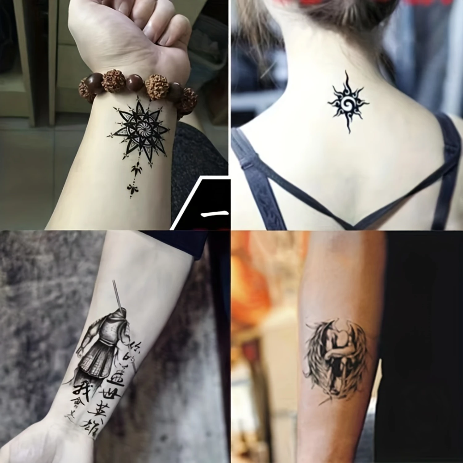 30-Pack Realistic Temporary Tattoos-Waterproof & Long-Lasting Chinese Abstract Designs for Arms, Legs & Back-Adult-Friendly,