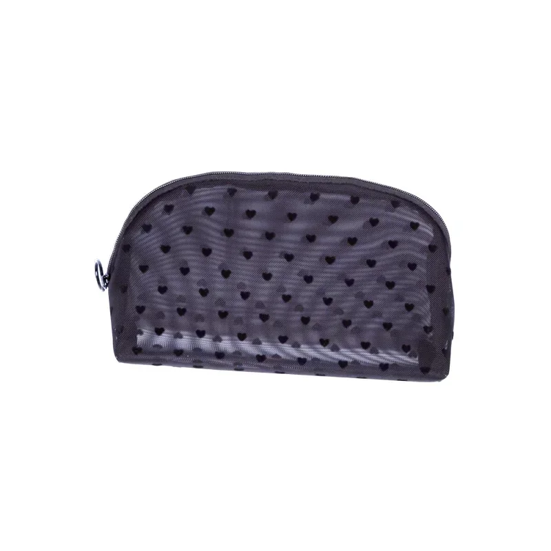 Heart-Shaped Nylon Mesh Cosmetic Bag – Multifunctional Zipper Pouch