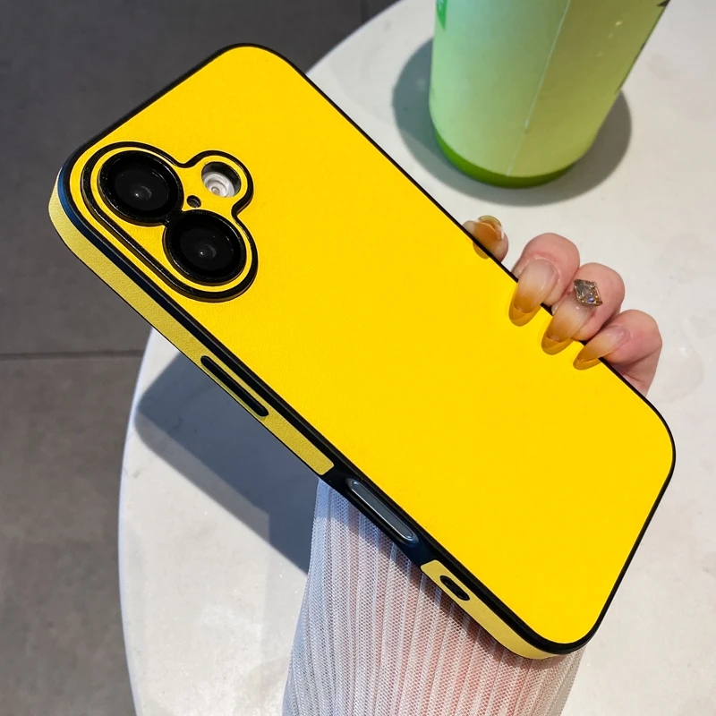 Elegant PU Leather Phone Case with Lens Protection and Shockproof Back Cover