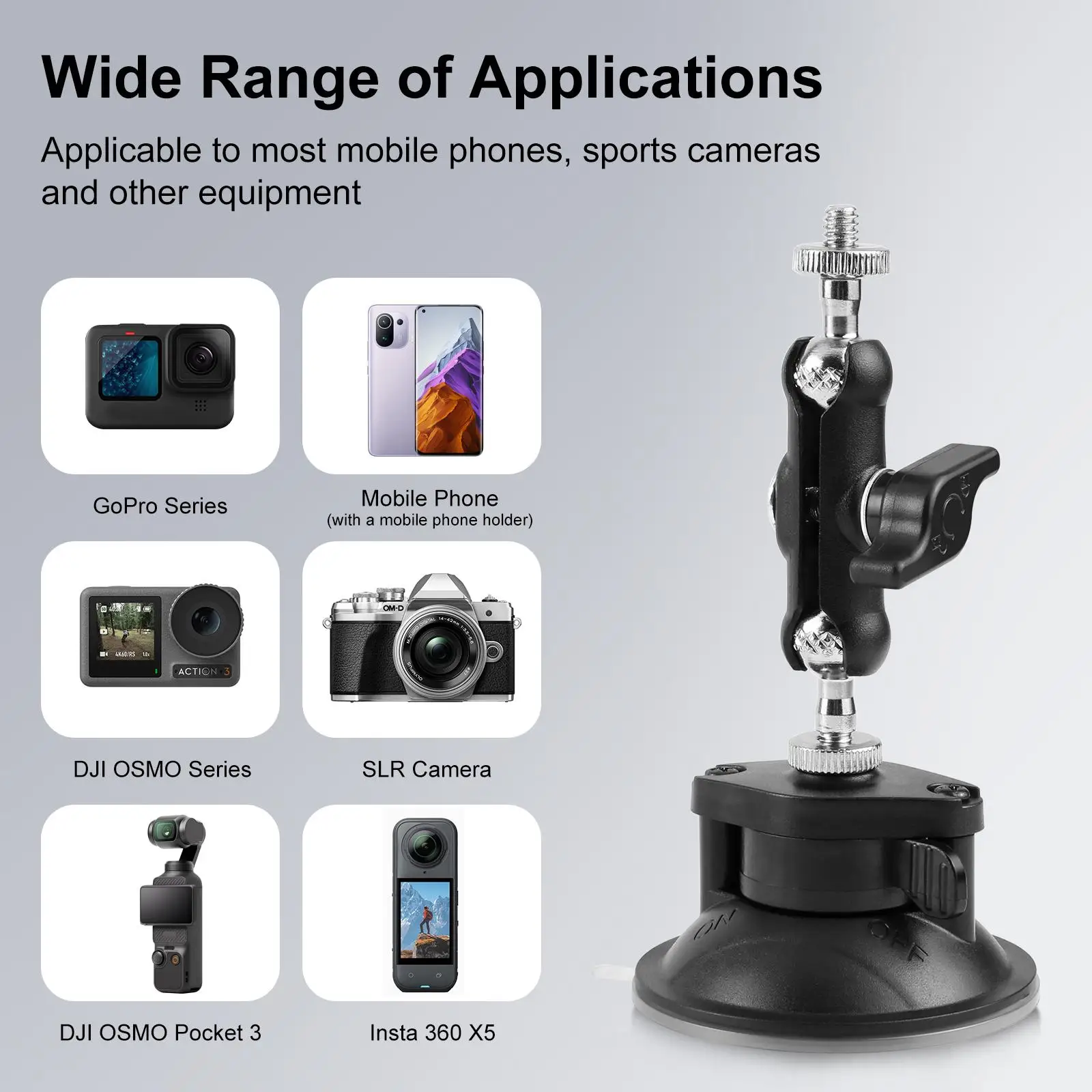 PULUZ Upgraded 1/4 inch Magic Arm Suction Cup Mount