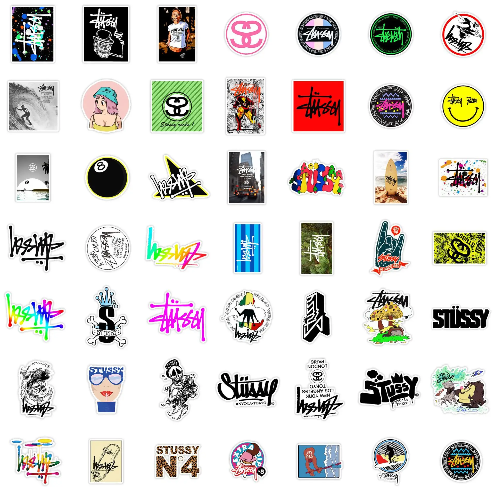 50pcs Fashion Trendy Mobile Phone Refrigerator DIY Waterproof Sticker 4