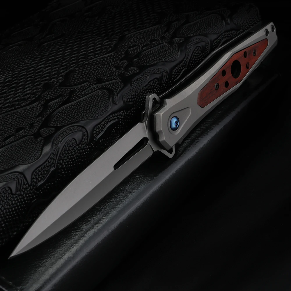 Wooden Handle Camping Hunting Knife High Hardness Sharp Folding Knife