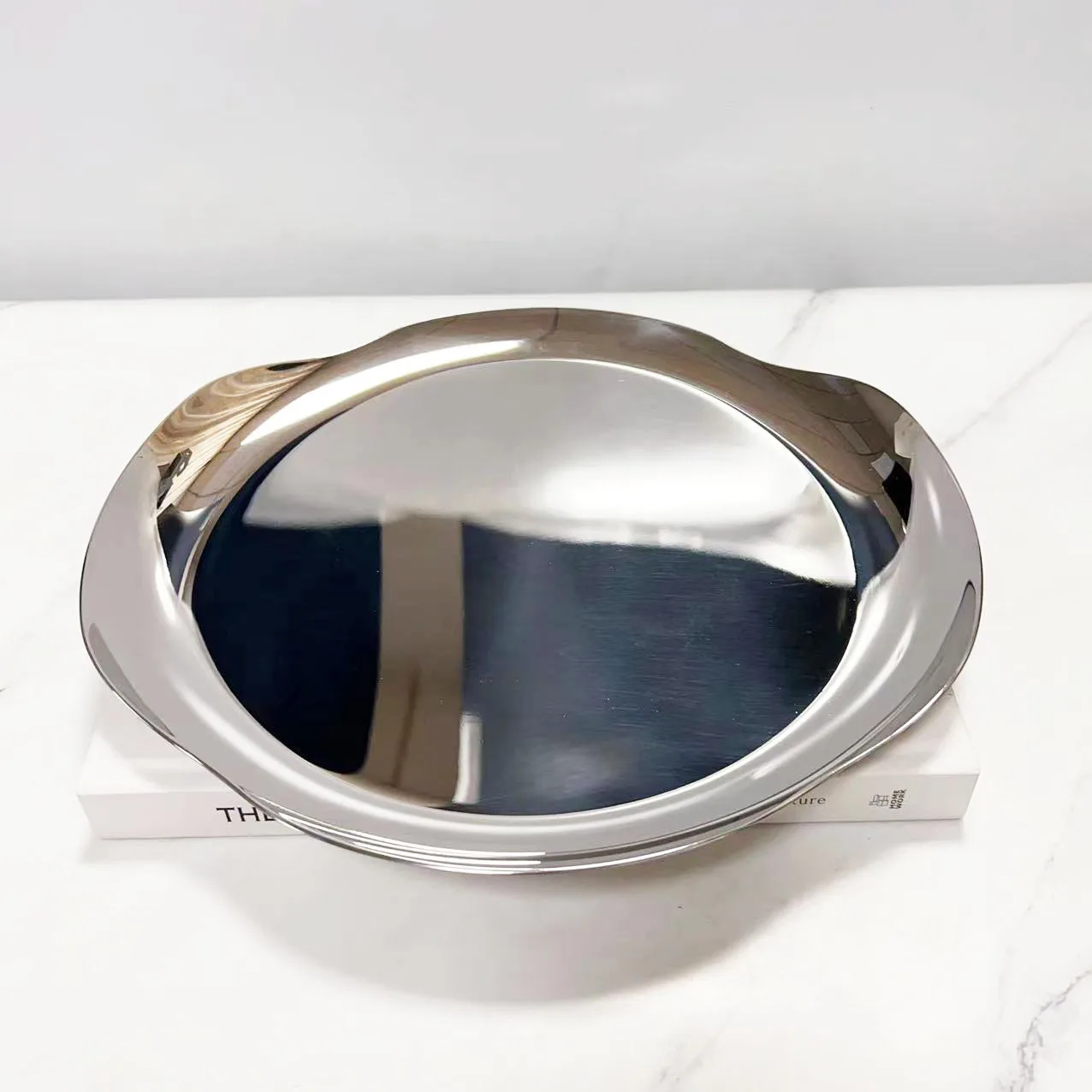 Nordic style model room stainless steel tray fruit plate afternoon tea dessert wine set tray ornament for housewarming gift 3