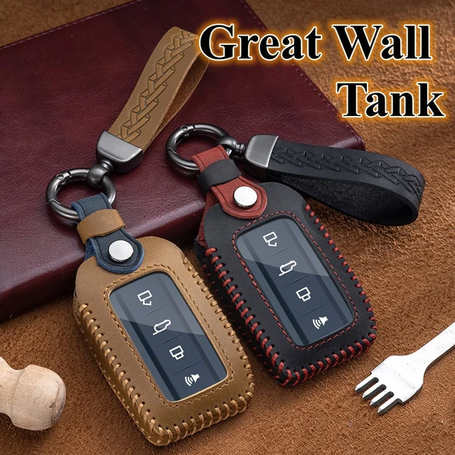 Leder Smart Auto Schlüssel etui für große Wand GWM Wey Tank 300 500 Tank300  Tank500 Remote Schlüssel bund Anhänger Kette Tasche Halter Zubehör -  AliExpress