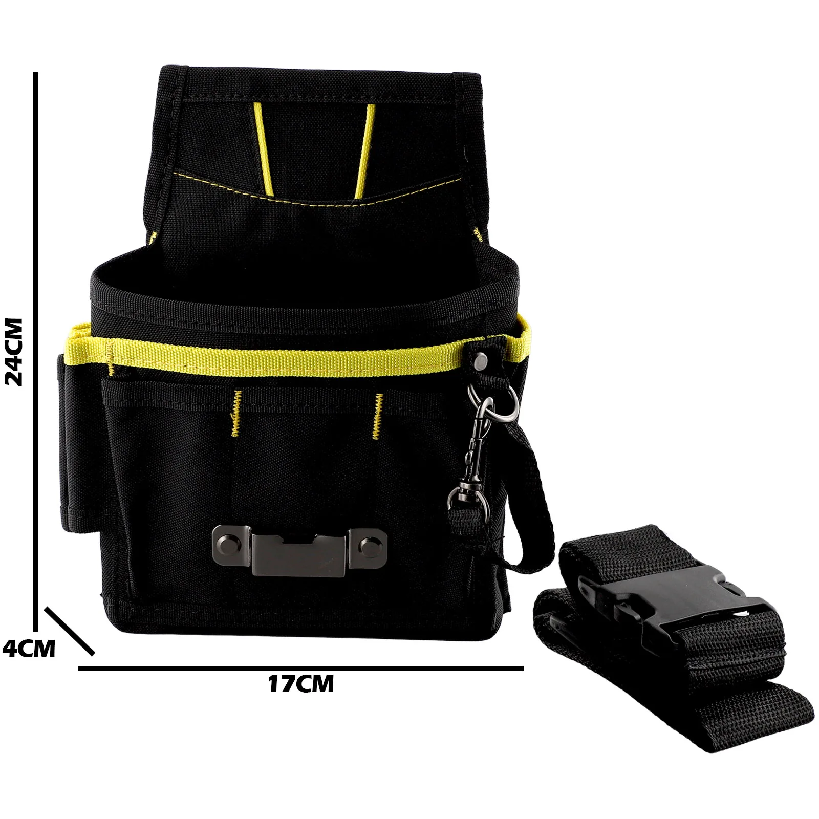 

Waist Storage Tool Bag With Pockets 24*17*4cm 600D Oxford Fabric Belt Tool Black Electrician For Wrench Screwdriver