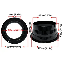 Black ABS Bevel Flange Adapter for Air Ventilation Hoses (50 - 160mm) (150mm)