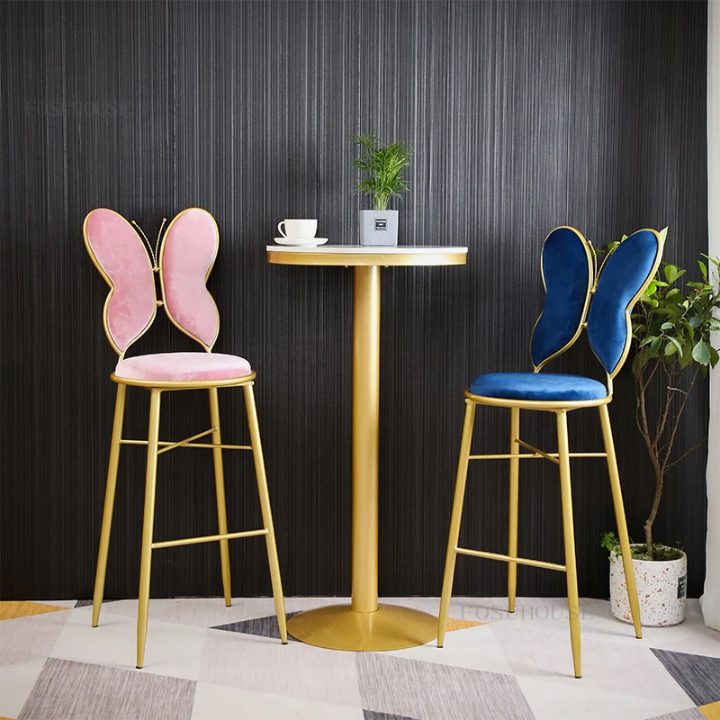 Modern Minimalist Coffee Shop Butterfly Bar Chairs Nordic Kitchen Restaurant High Stool Home Furniture Office Backrest Bar Chair