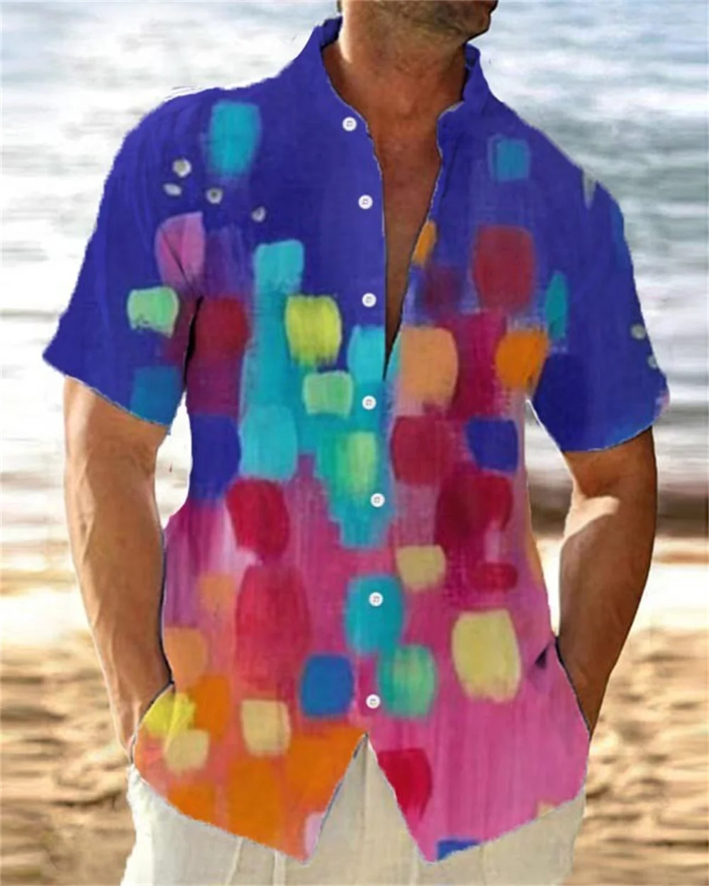 thumbnail image 1 of Nuevas camisas hawaianas para hombre, camisas casuales de verano con estampado 3D de atardecer, camisas de manga corta con solapa, blusas de calle, ropa para hombre y mujer, 1 of 5