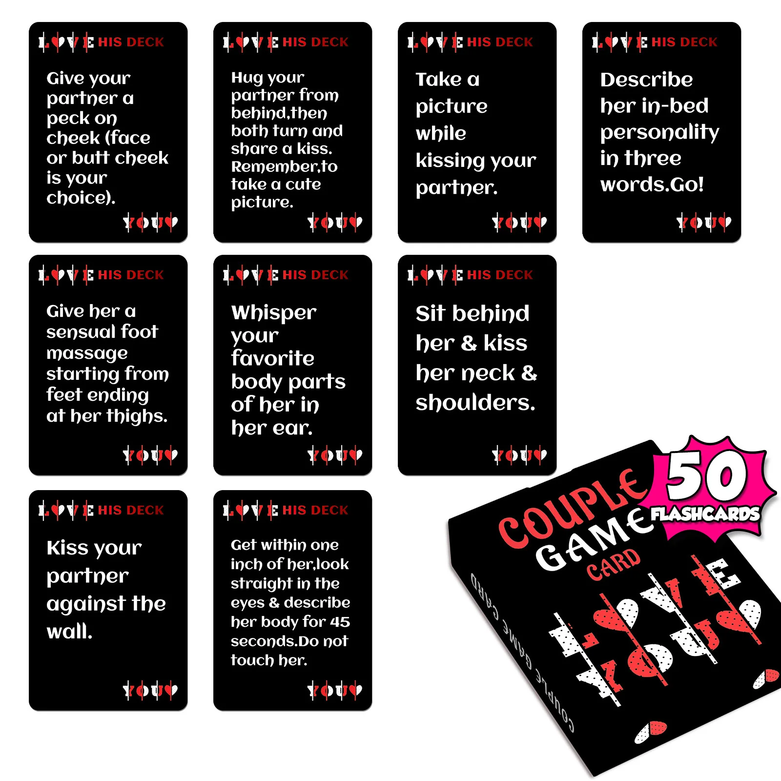 ZYT 50pcs Couple Ambiguous Sexy Board Game Cards Lovers Dating Interactive Game Props Toys for Party Bedroom Travel Camping