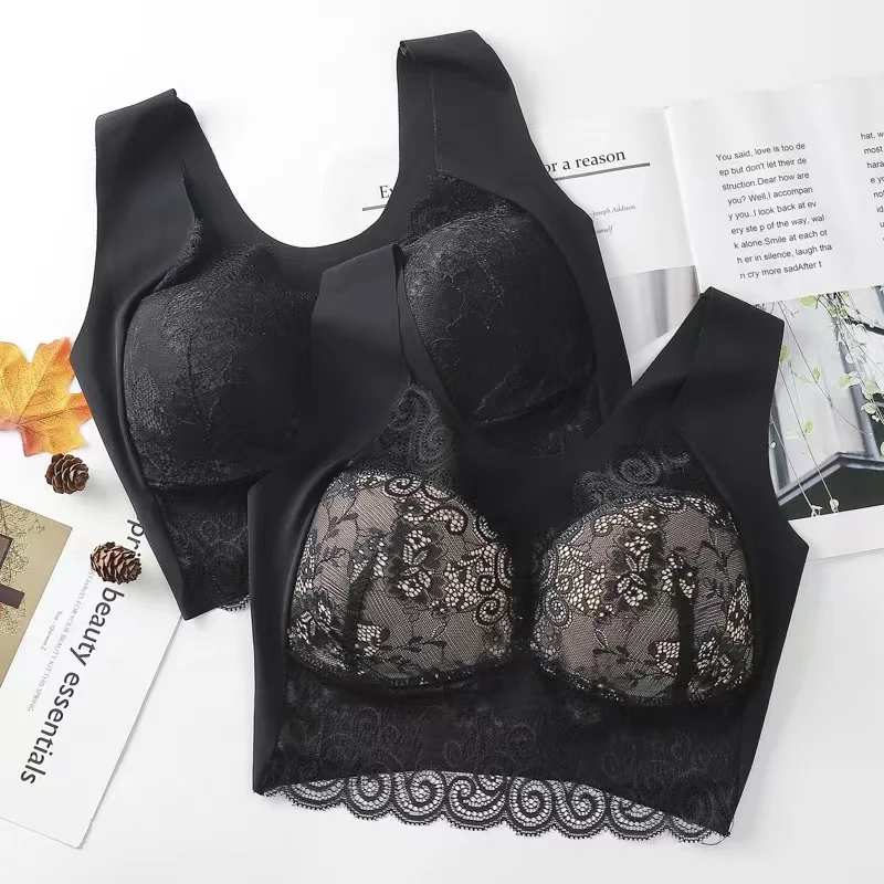 Bra Female Beauty Back Gathers Breasts Sexy Lace Underwear Wrap Chest Sports Shockproof Vest