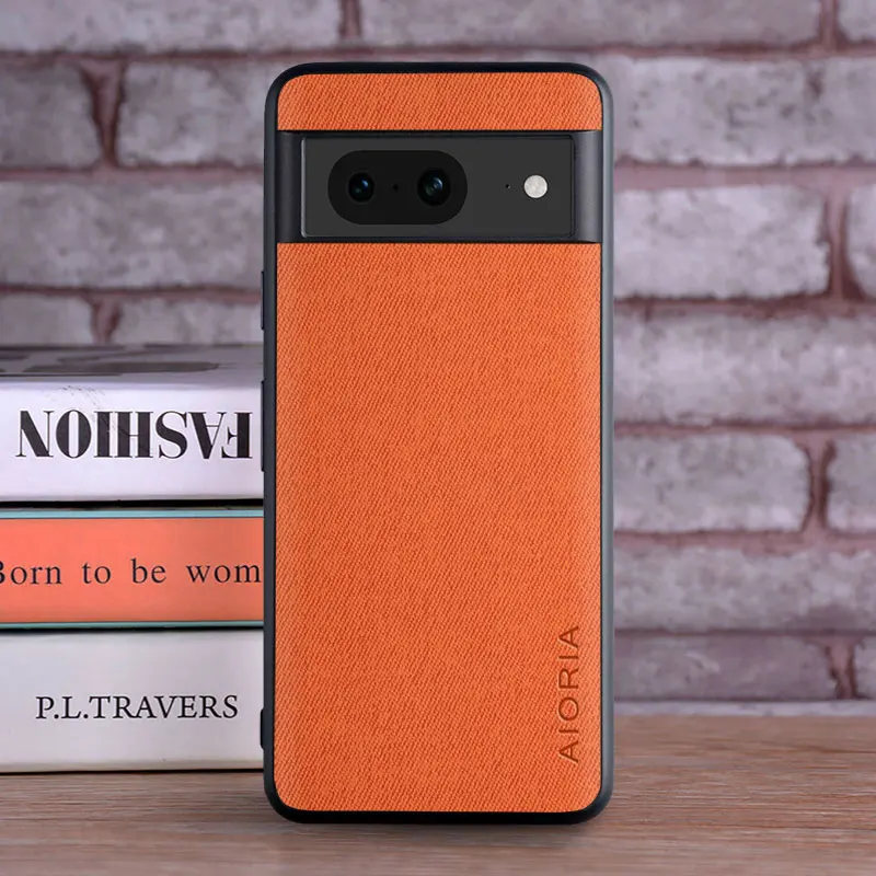 thumbnail image 1 of Luxury Textile Leather Case for Google Pixel 8 Pro 7 7A 6 6A 5 5A 4 XL 4A 5G Soft TPU with Hard PC 3in1 material Phone Cover, 1 of 5