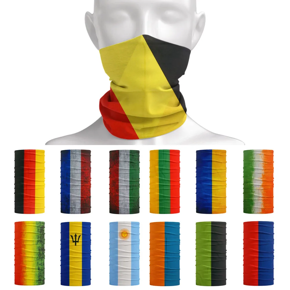 Striped Pattern Face & Neck Gaiter National Flag Bandana Tube Seamless Outdoor Headband Dustproof Cycling Scarf Running Headwear