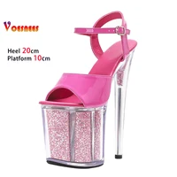 Sandales d'été pour femmes, chaussures de danse pôle, plateforme transparente, talon Super haut de 20CM, modèle défilé, sandales en cristal, nouvelle collection 5