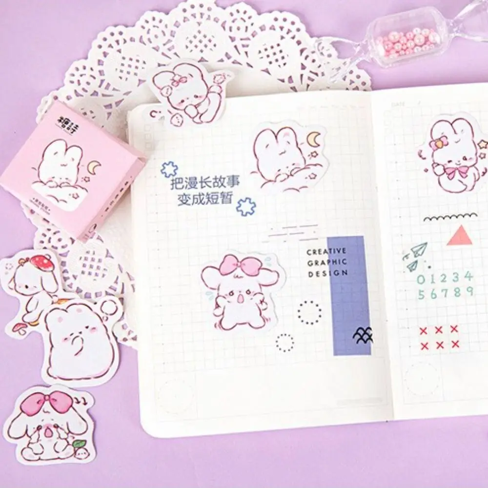 

Pink DIY Stationery Scrapbook Notebook Adhensive Sealing Stickers Diary Stickers Decorative Stickers Cartoon Labels