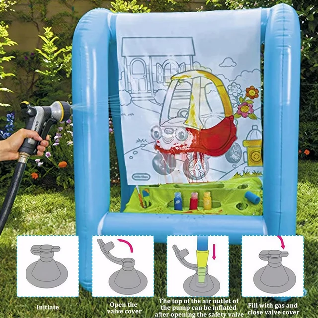 Inflatable Kids Easel PVC Washable Creative Coloring Drawing and Painting Art Easel Reusable Drawing Board for Kids Outdoor Play 5