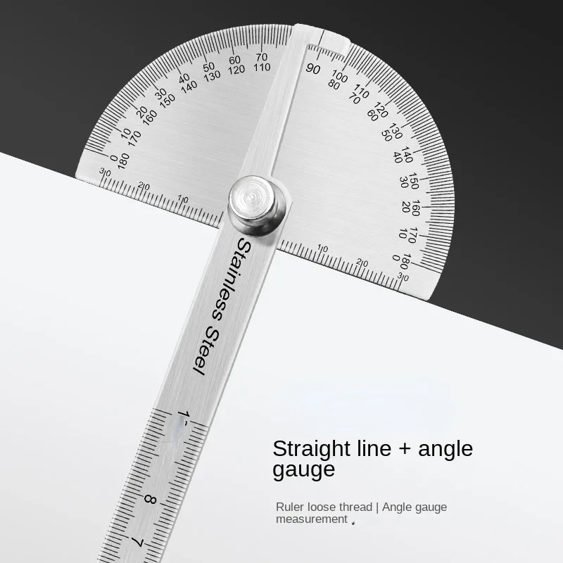 180 Degree Protractor Metal Angle Finder Goniometer Angle Ruler Stainless Steel Woodworking Tools Rotary Measuring Ruler 100-150
