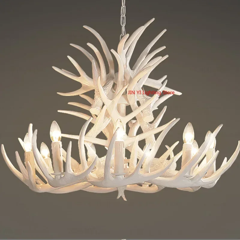 Resin Antler Ceiling Chandelier Pendant Light For 2/4/6 Arms