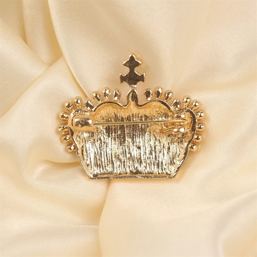 Vintage Rhinestone Crown Brooches Creative Literary Heavy
