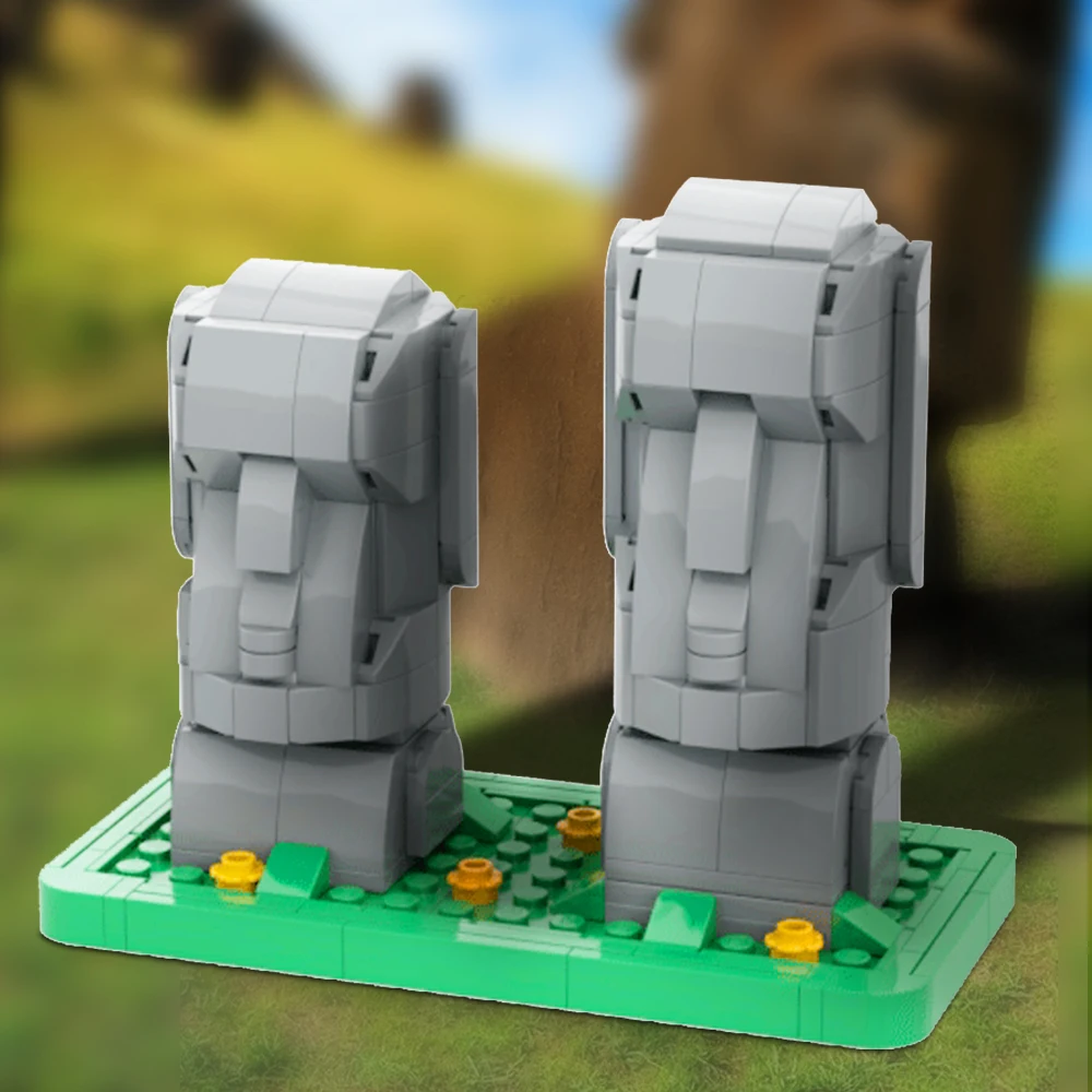 MOC The Statue Of Easter Island Model Moai Bricks Moai Landmark World Famous Architecture Building Block Kids Toy Birthday Gift