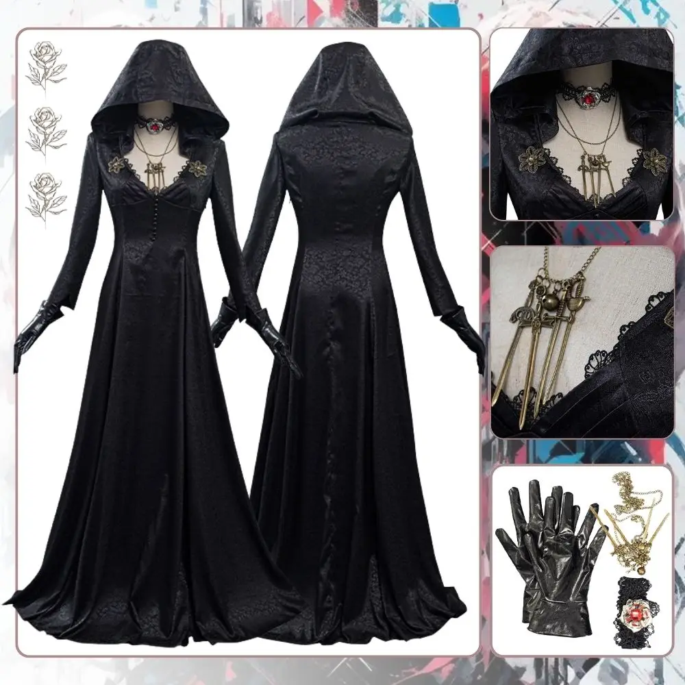 Resident Village Cosplay Evil Bela Lady Dimitrescu Fantasy Costume Ada Wong Ashley Disguise Women Female Dress Halloween Suit