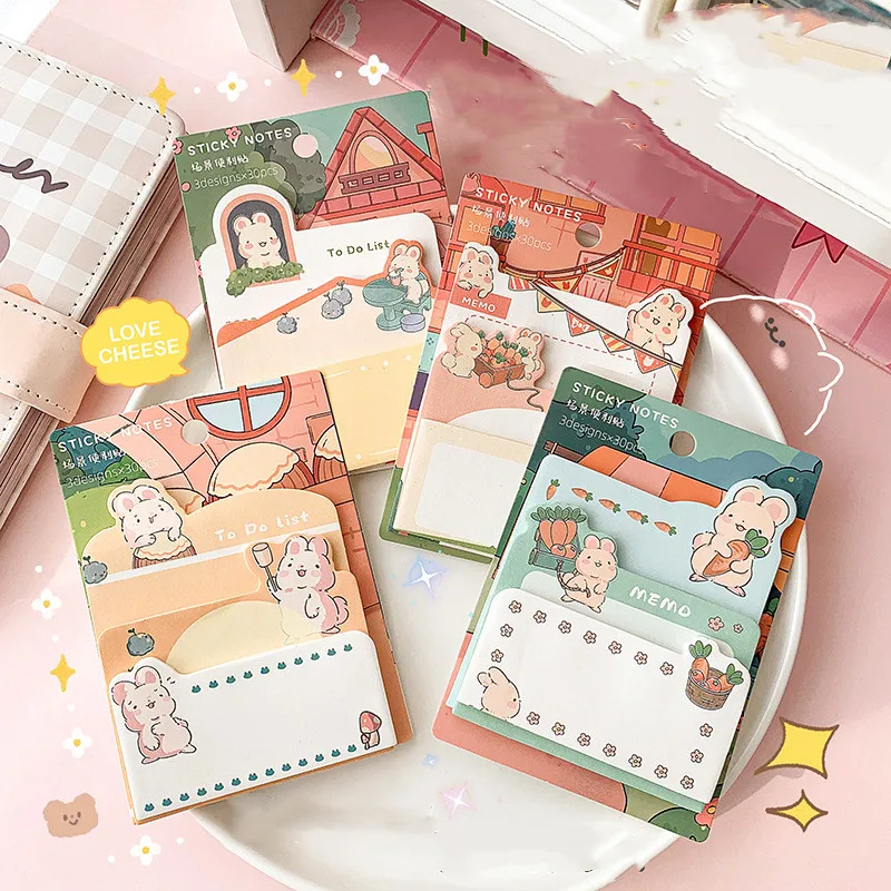 

24 pcs/lot Kawaii Rabbit Memo Pad Sticky Notes Cute N Times Stationery Label Notepad Bookmark Post School Supplies