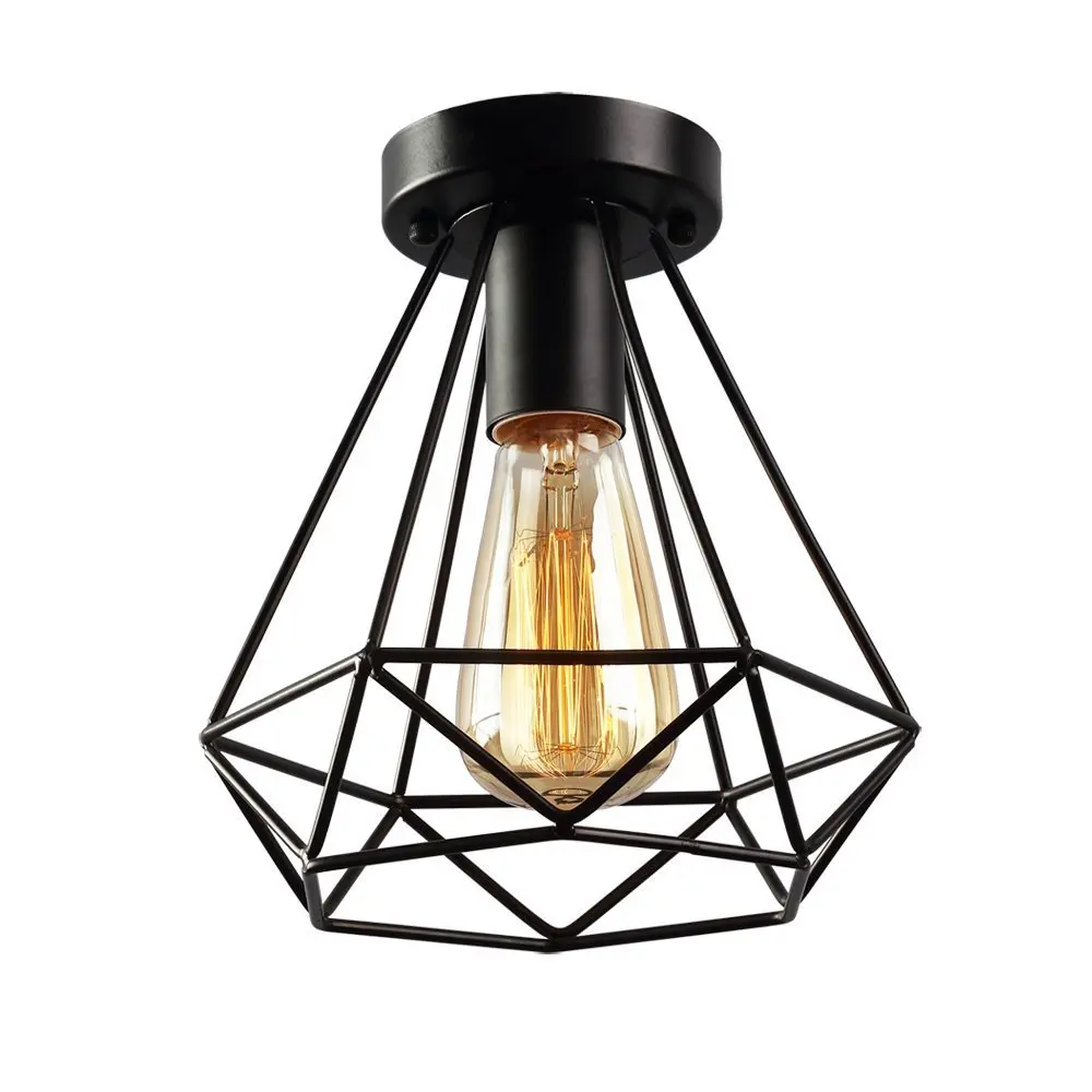 OuXean Ceiling Lamp E27 Industrial Wind Corridor Aisle Retro Ceiling Lamp Porch Creative Diamond Iron