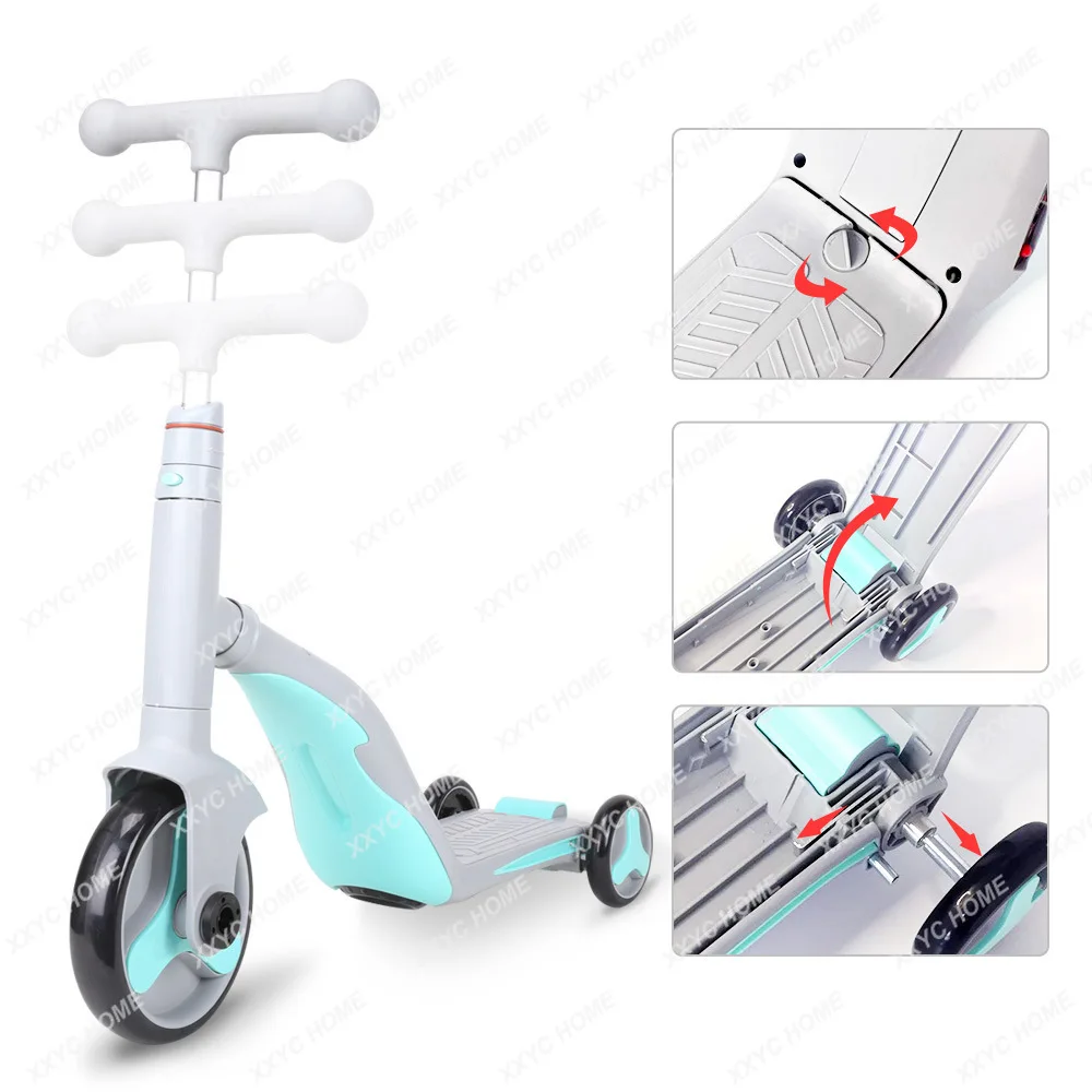 

Children's Smart Electric Scooter with Light Music Three-in-One Luge Foldable Three-Wheel Pedal Walker Car