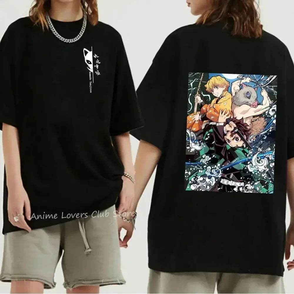 Demon Slayer Men's Print T-Shirt Short Sleeve Crew Neck Shirt Japanese Anime Oversize Fashion Graphic T Shirts Men Clothing 5