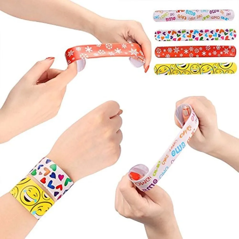 Colorful Hearts Animal Print Design Retro Slap Bands 50/100Pcs Kids Adults Birthday Classroom Gifts Easter Carnival Party Favors party toys toy gift filler
