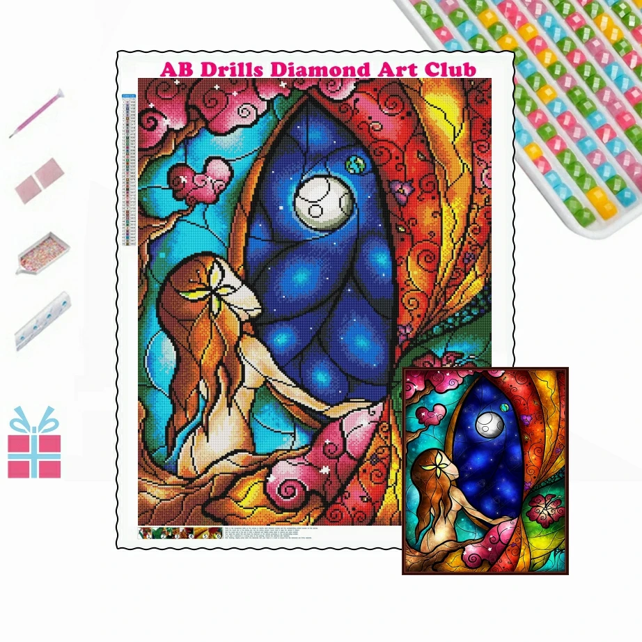 

5D DIY AB Drills Diamond Painting I Miss You Cartoon Girl Cross Stitch Kits Embroidery Handmade Crafts Mosaic Kids Room Decor