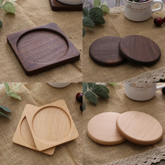 Durable Holz Untersetzer Stehen Becher Tee Kaffee Tasse Pad Wärme Beständig  Trinken Matte Hause Tisch Tee Kaffee Tasse Pad Geschirr decor - AliExpress