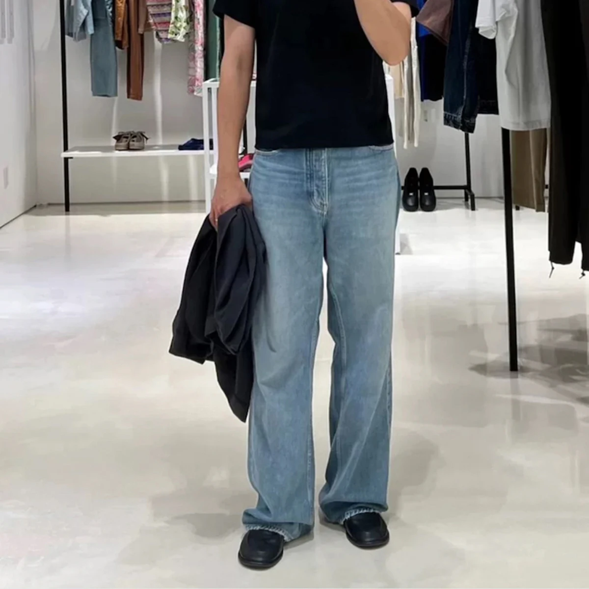 High Street Vintage Washed Blue Jeans for Men Straight Casual Loose Cleanfit Denim Trousers Oversized Cargo Pants 4