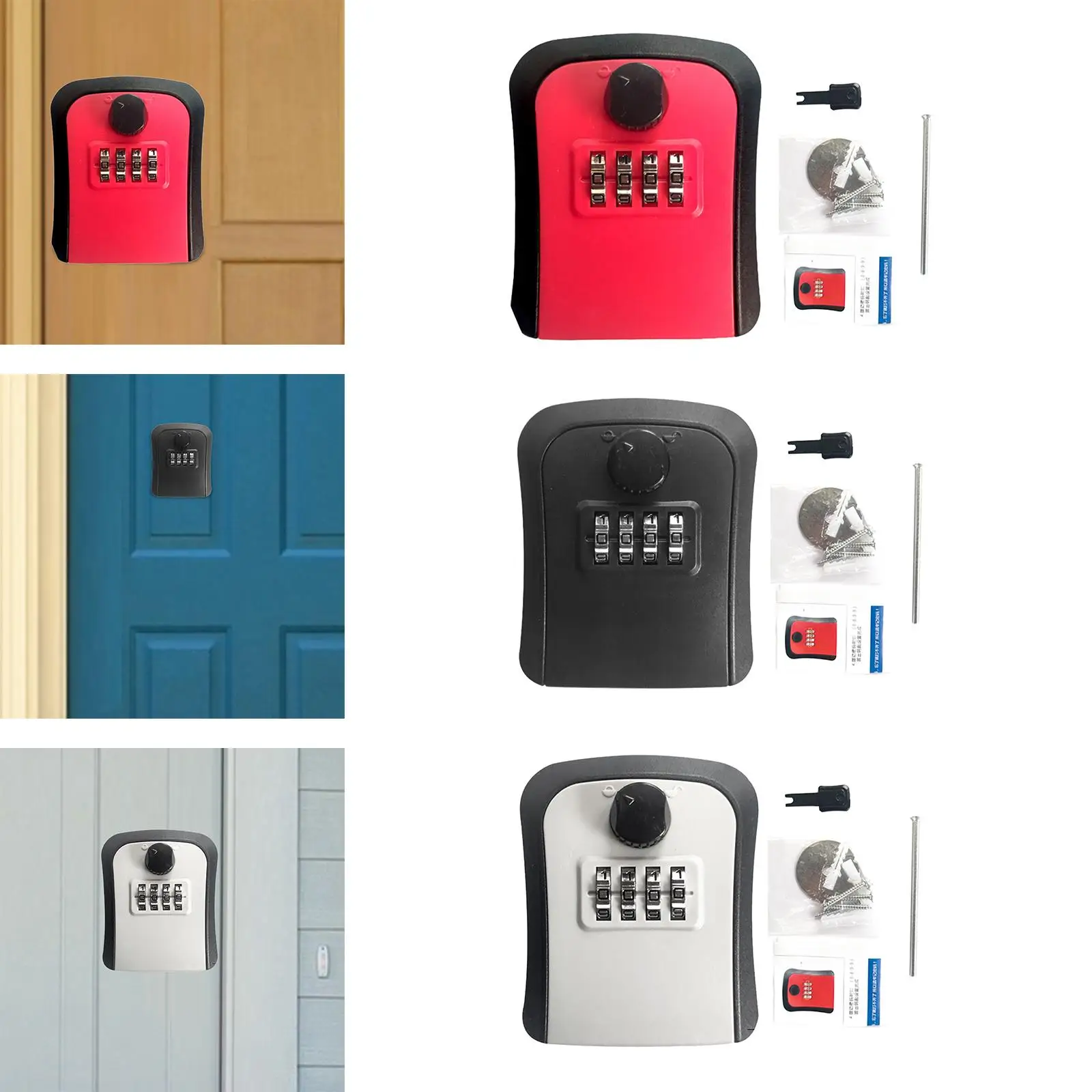 Key Lock Box Wall Mounted Password Box Security Lock Box Key Storage Box for Outside Home Apartment Store House Keys Room Cards