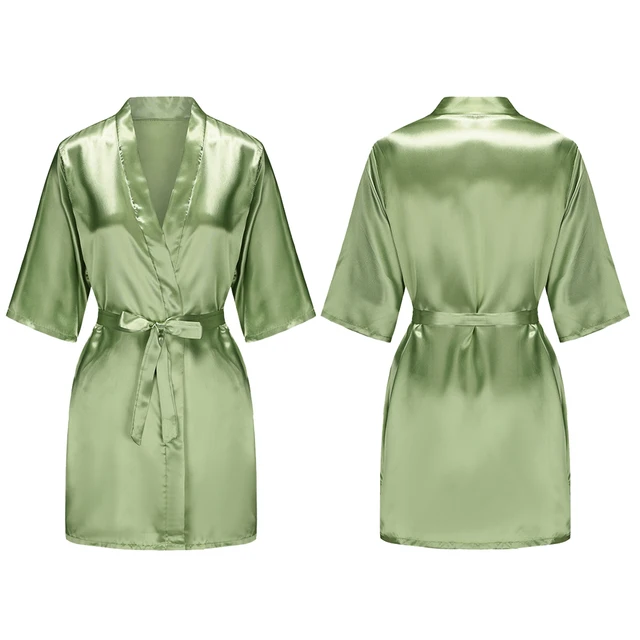 Robes courtes et soyeuses pour femmes, en Satin, pour demoiselle d'honneur, fête de mariée, vêtements de nuit