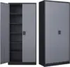 Metal Storage Cabinet with Locking Doors, Black Garage Lockable Steel Cabinets with 4 Doors and 5 Shelves for Home, Garag 1