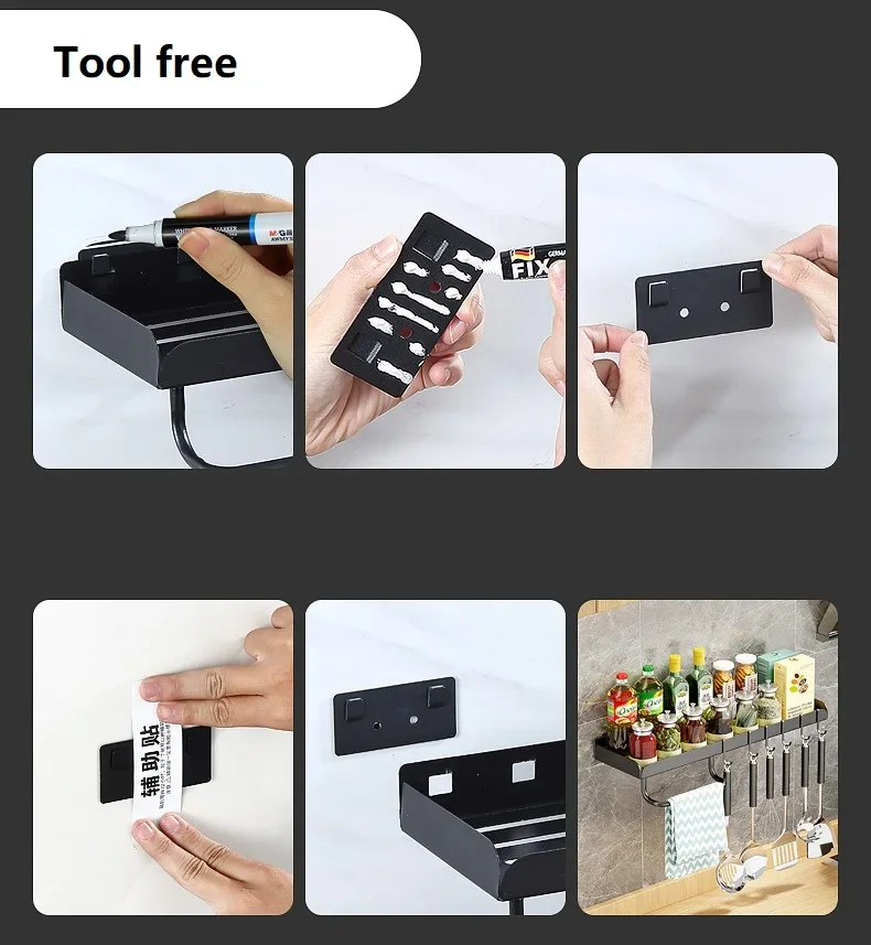 Hanging Spice Rack Wall Mount Spatula Holder tool Storage Racks Shelving Units Tableware Shelf Kitchen Rack Stainless Steel