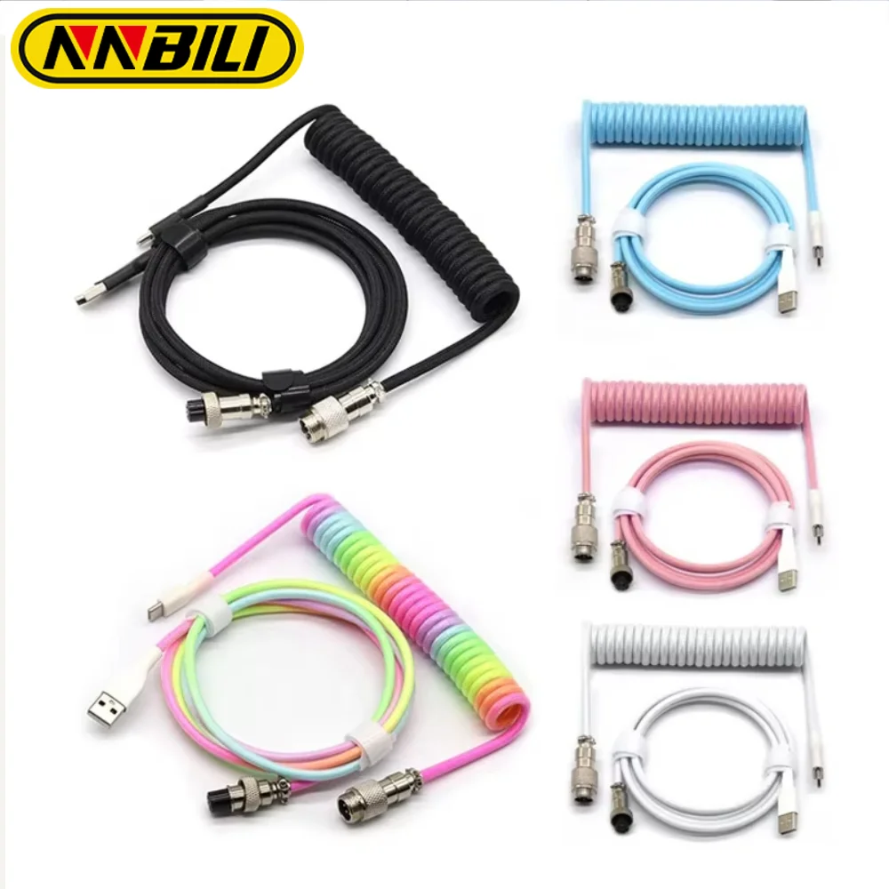 

Новый USB C спиральный кабель для клавиатуры nnрей, штекер для доставки, шнур питания для игровой клавиатуры и мобильного компьютера, авиационный соединитель