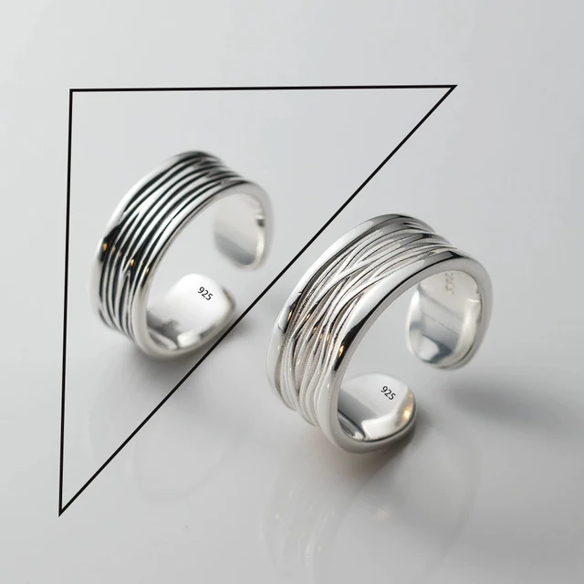 Bague Girlbible en argent sterling 925 pour femme, couple, minimaliste, faite à la main, rétro, avec pierre noire, bijoux de fête, cadeau, anti-allergie