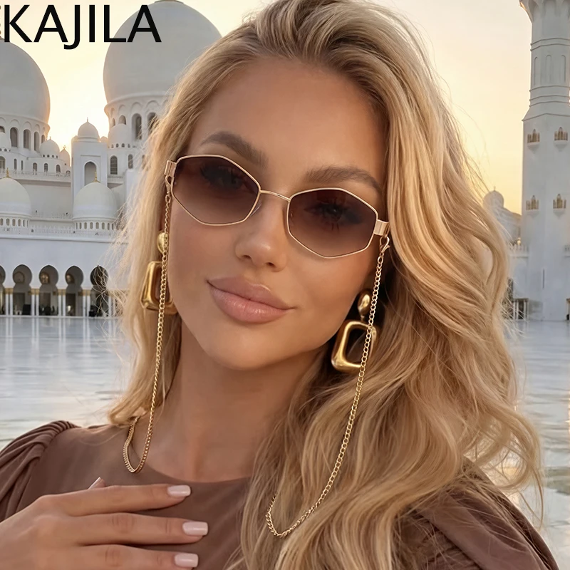 Lunettes De soleil hexagonales à petite monture pour femmes, Sexy, avec chaîne, marque De luxe De styliste, Punk, nuances Gafas De Sol, 2026 1 Lunettes De soleil hexagonales à petite monture pour femmes, Sexy, avec chaîne, marque De luxe De styliste, Punk, nuances Gafas De Sol, 2026 1