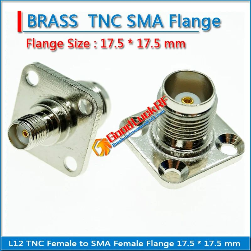 

1X Pcs TNC Female to SMA Female Plug 4 hole Flange Panel Mount 17.5 * 17.5 mm Nickel Plated Brass Coaxial RF Connector Adapters