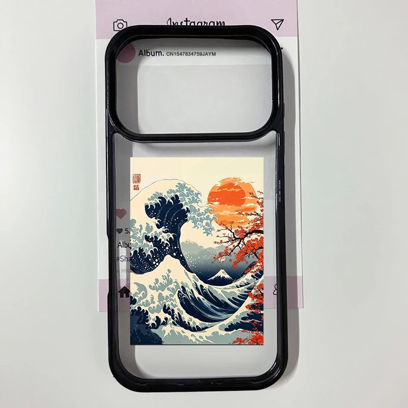 Japan Anime Fuji Mountain & Great Wave Clear Hard Phone Case Cover