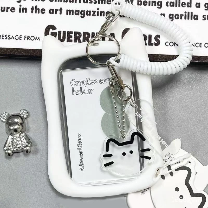 고양이 귀 카드 커버 학생 카드 커버 버스 식사 카드 커버 직장 ID 배지 분실 방지를 위한 브랜드 보호 커버