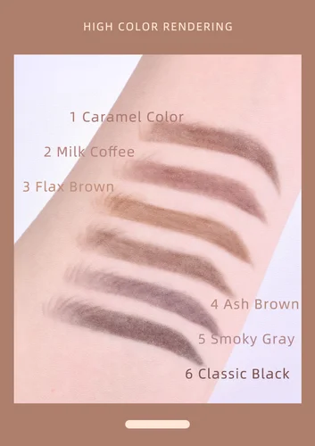 1.5mm 울트라 파인 더블 엔드 아이 브로우 펜슬 (케멜로) 방수 땀 방지 오래 지속되는 여성용 프로페셔널 아이 메이크업 5