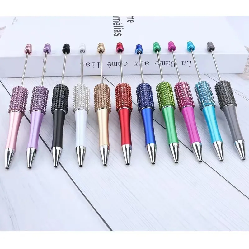 

64pcs Diamond Bead Pen DIY Beadable Ballpoint Pens Student Stationery Pens Writing Pen School Office Supplies