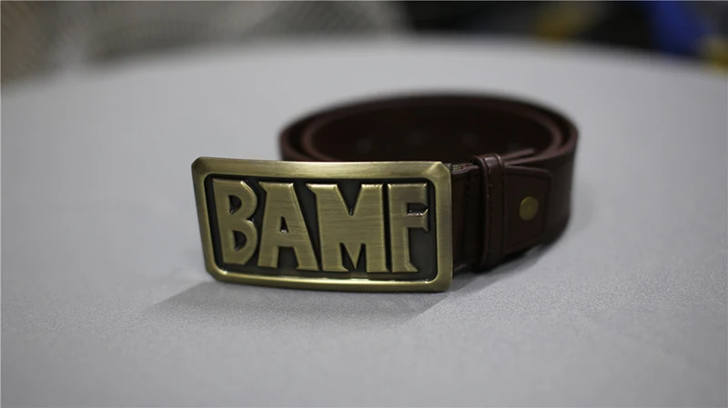 Watch Over Mccree Belt Cos Cowboy Metal Copper Bamf Buckle With Leather Belt for Men Boy Cosplay Costume Sashes