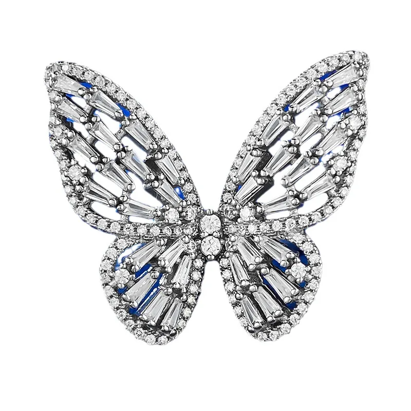 

S925 Silver New Style Personalized Exaggerated Precision Butterfly Sterling Silver Ring Wide Edition Europe and America