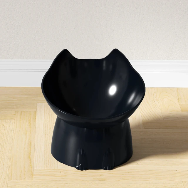 1pc Elevated Cat Bowl Anti-Tip Plastic Raised Pet Feeding Dish with Tilted Edge Neck Protection Kitty Food Bowl Pet Supplies 5