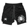 Spider Print 2in1 Performance Shorts for Men Gym Workout Running Shorts with Phone Pocket Towel Loop Sport Athletic Activewear